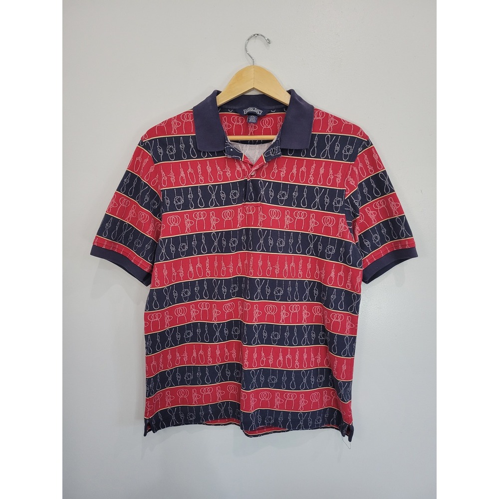 Lands End Womens Nautical‎ Rope Knot Print Short Sleeve Polo Shirt Size Medium